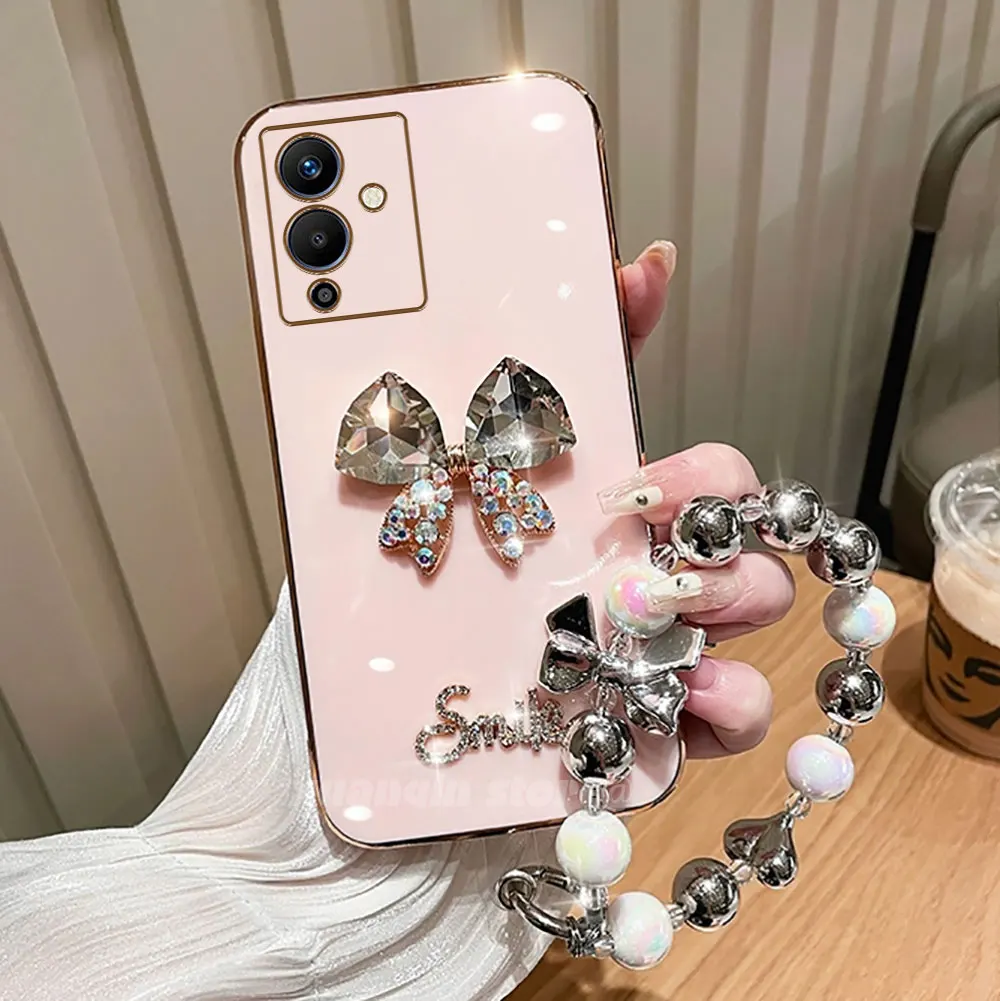 Жемчужный бант на запястье для Infinix Note 12 Pro Чехол телефона X671B Мягкая силиконовая