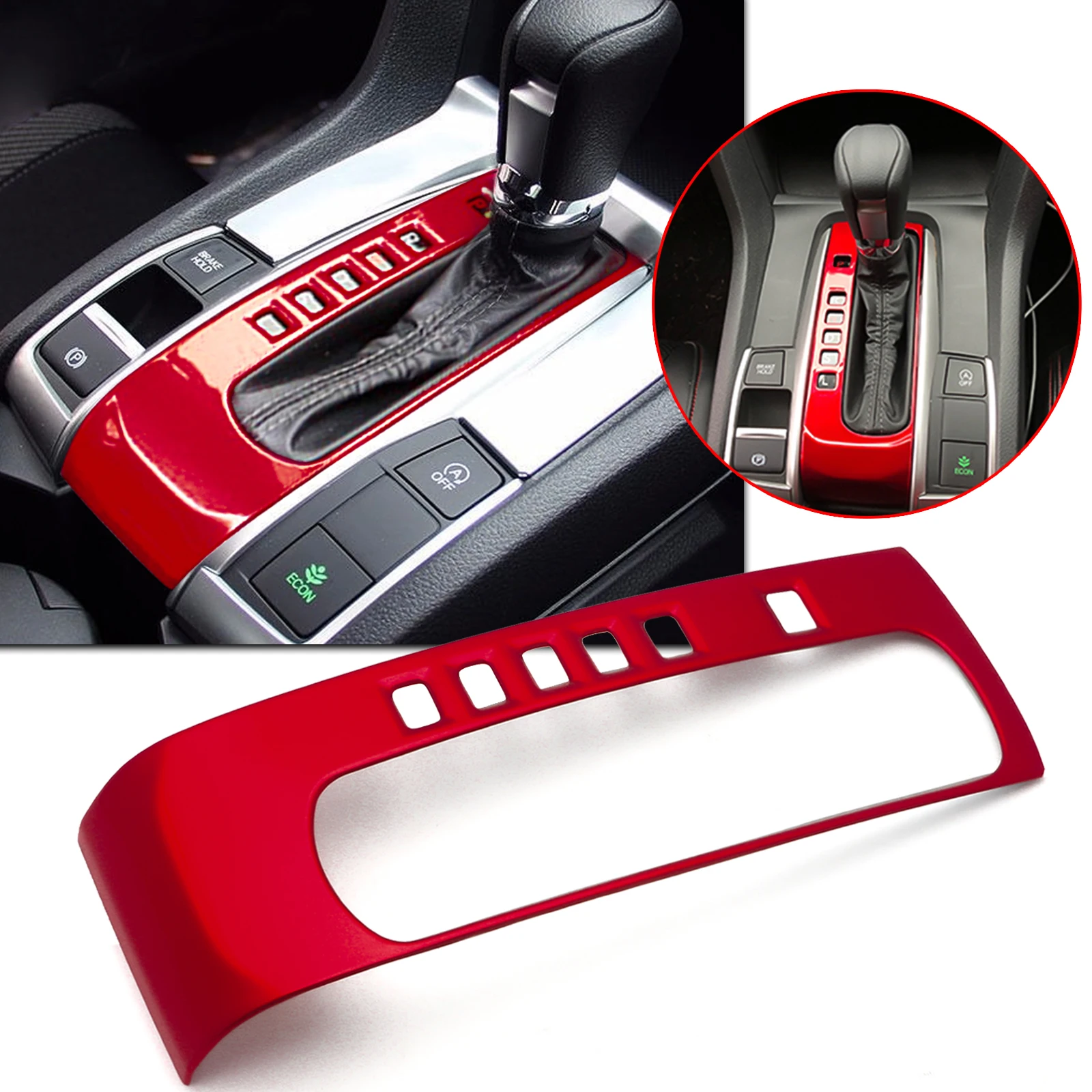 

Red Interior Gear Shift Panel Cover Molding Trim For Honda Civic 2016-2021