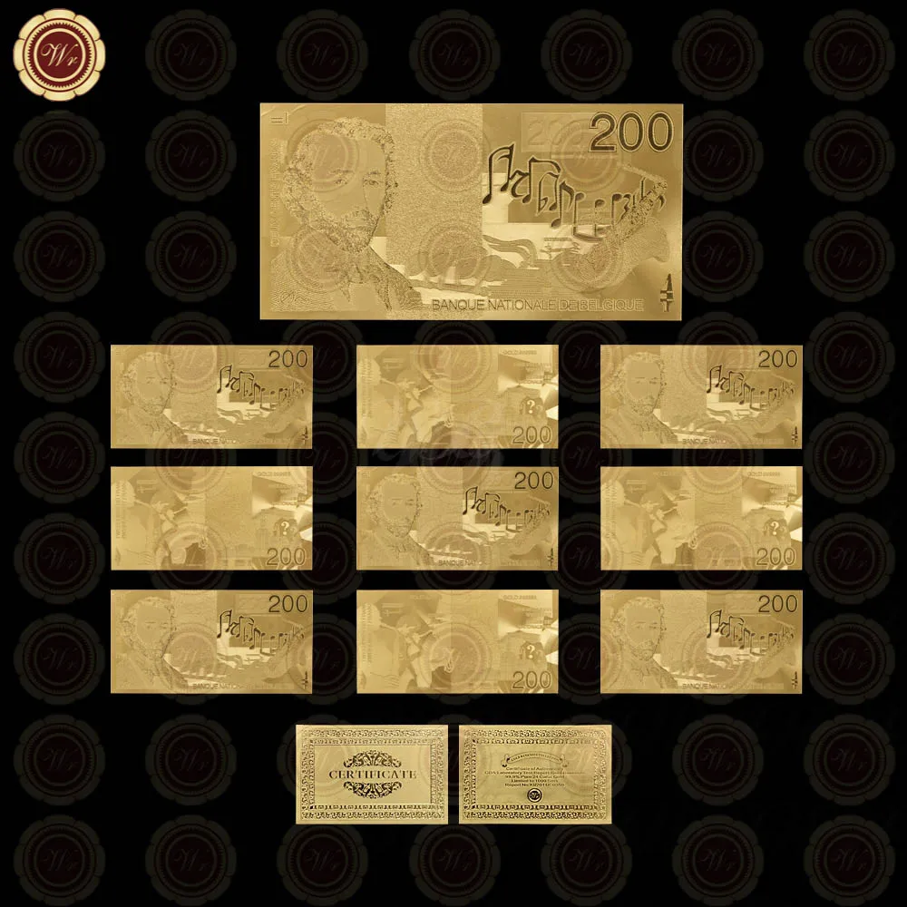 Банкноты Позолоченные в Бельгии 50 100200 фрак 10 шт./набор