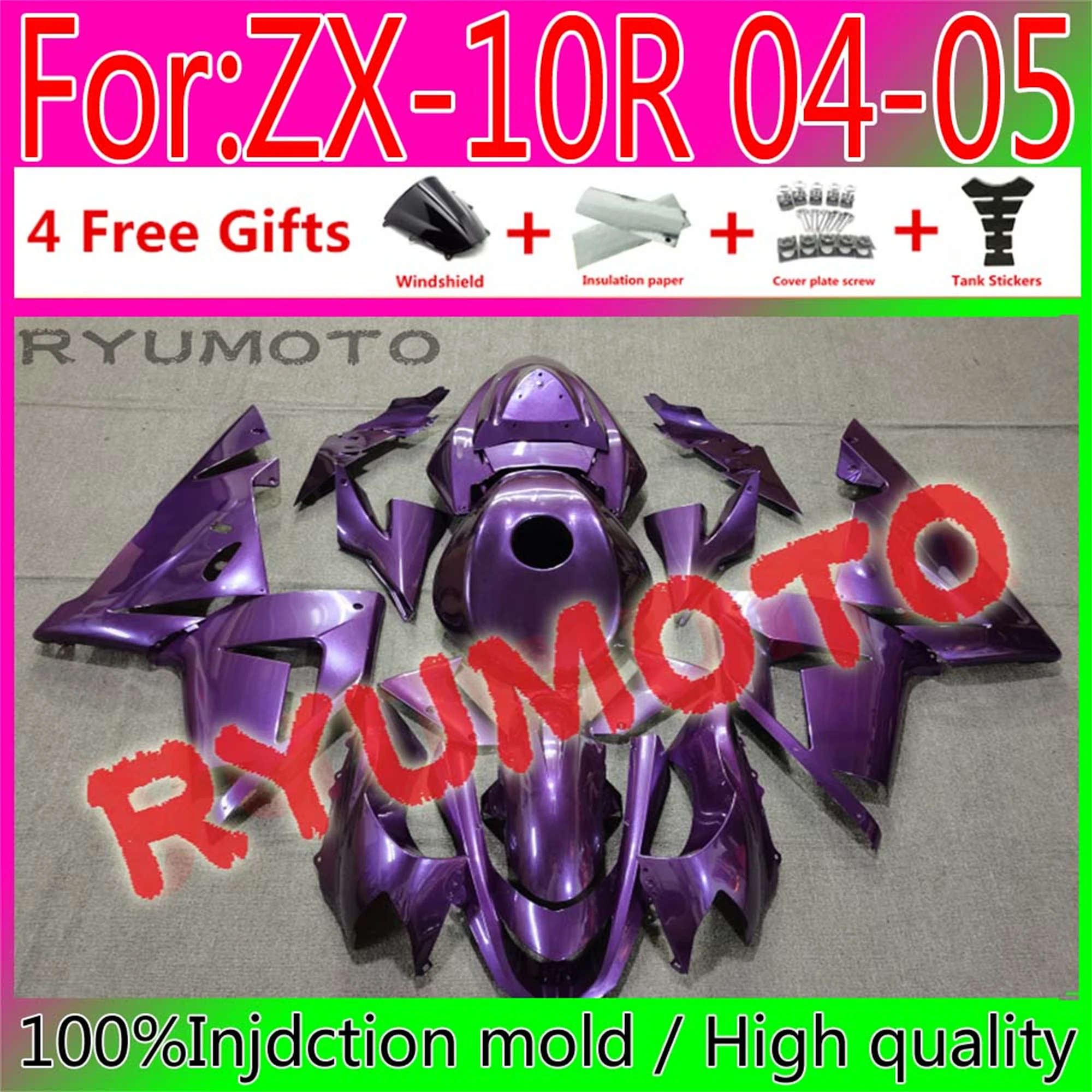 

Обтекатели для литья под давлением мотоцикла + крышка бака для Kawasaki ZX10R ZX-10R 04 05 ZX 10R 2004 2005 обтекатель из АБС-пластика