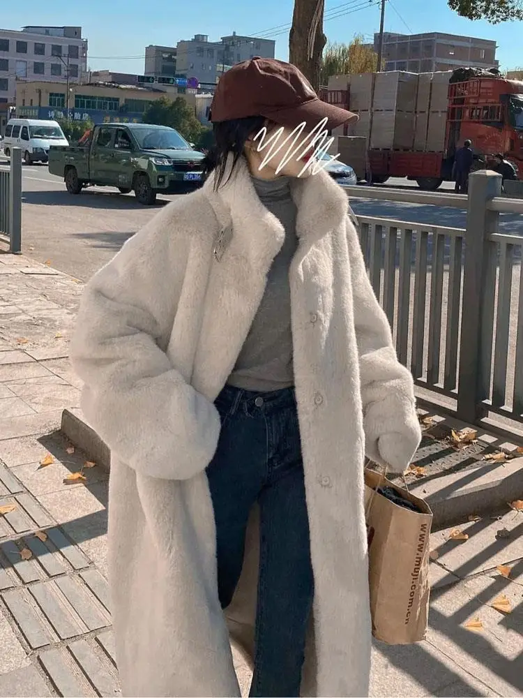 Wool coat Women's autumn and winter long loose thin coat