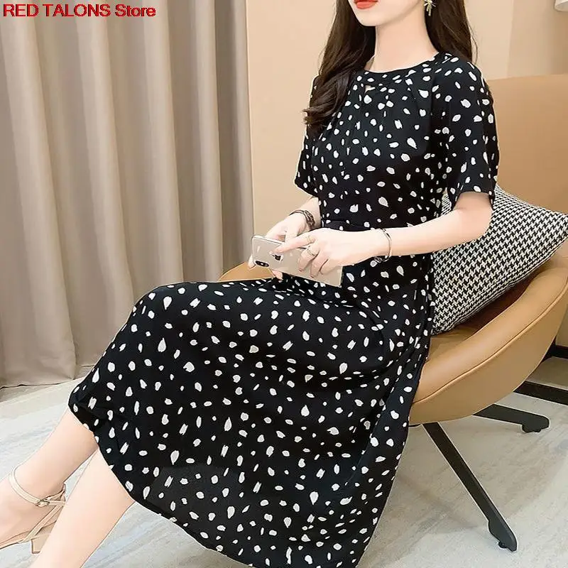 

Женское шифоновое платье в горошек, повседневное винтажное пляжное платье в богемном стиле, весна-лето 2022