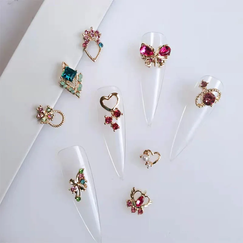 

10Pcs Nails Art Charms Aurora Design Gems Rhinestone Nail Art Decoration 3D Alloy Crystal Drill Jewelry Manicure Accessory Charm