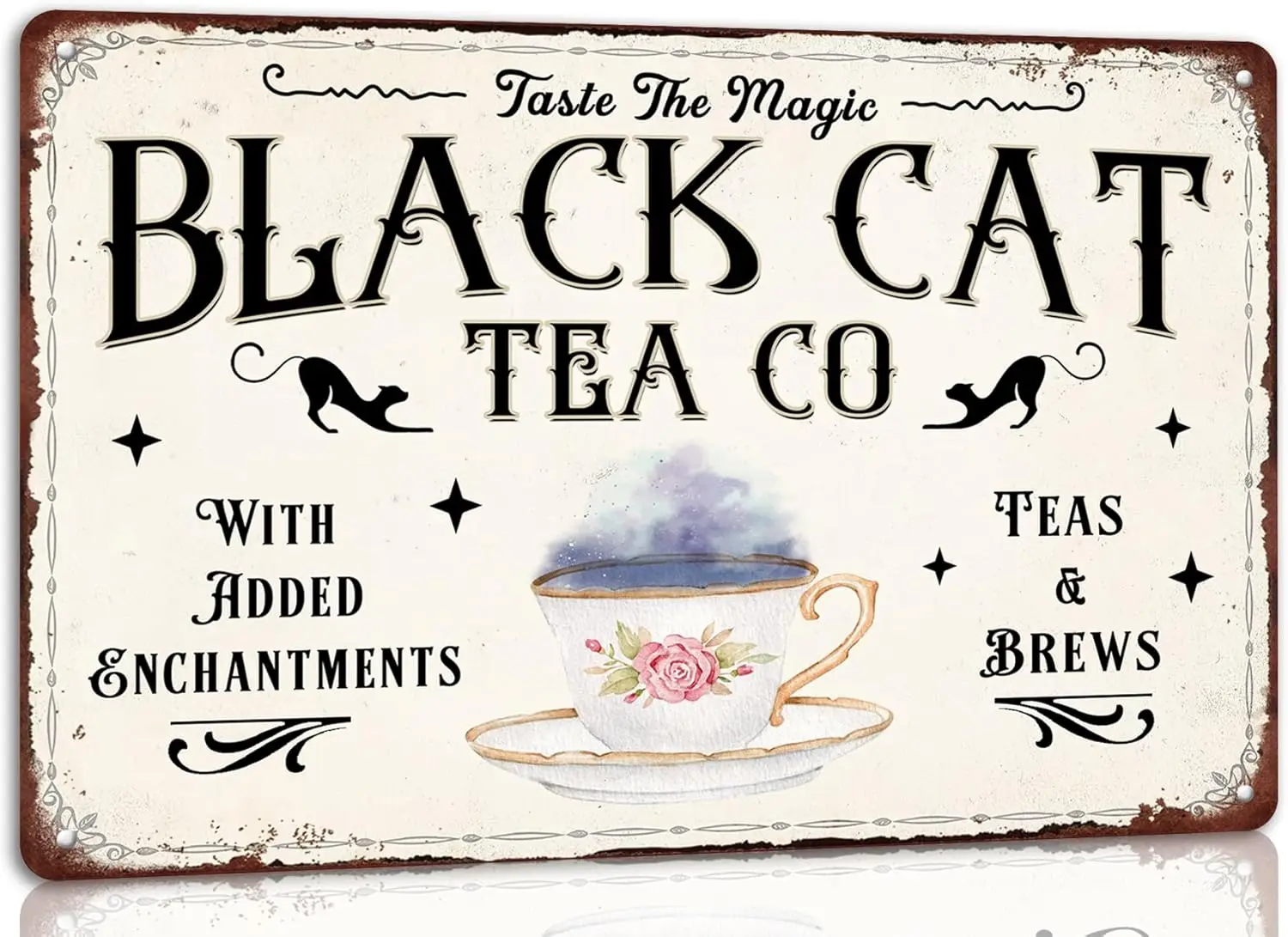 Blck Ct Te Brews Metl Tn Sgn Забавный плакат Vntge Хэллоуин для дома Frmhoe Hlloween Py Wll Decor 8x12 nch