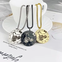 tangula 12 constellation zodiac signs necklace punk retro high quality stainless steel chain horoscope for men animals necklace