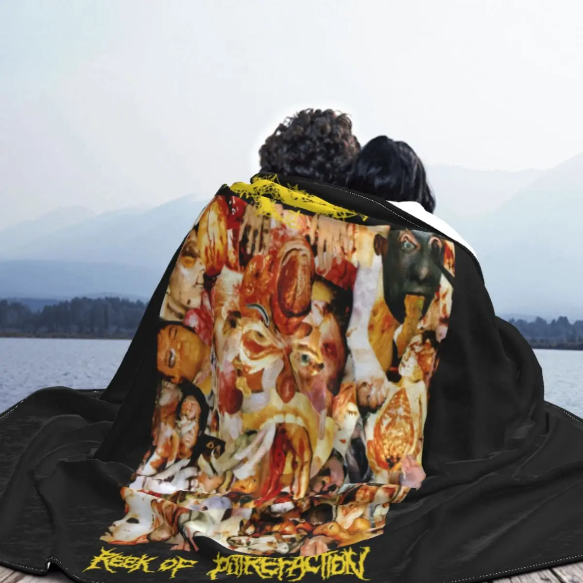 Черное одеяло Carcass Reek Of Putrefaction большой размер 100 хлопковое брендовое Yazbek