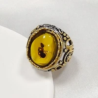 2022 latest mens ring punk style amber yellow ant ring hollow retro two color mens ring factory direct sales