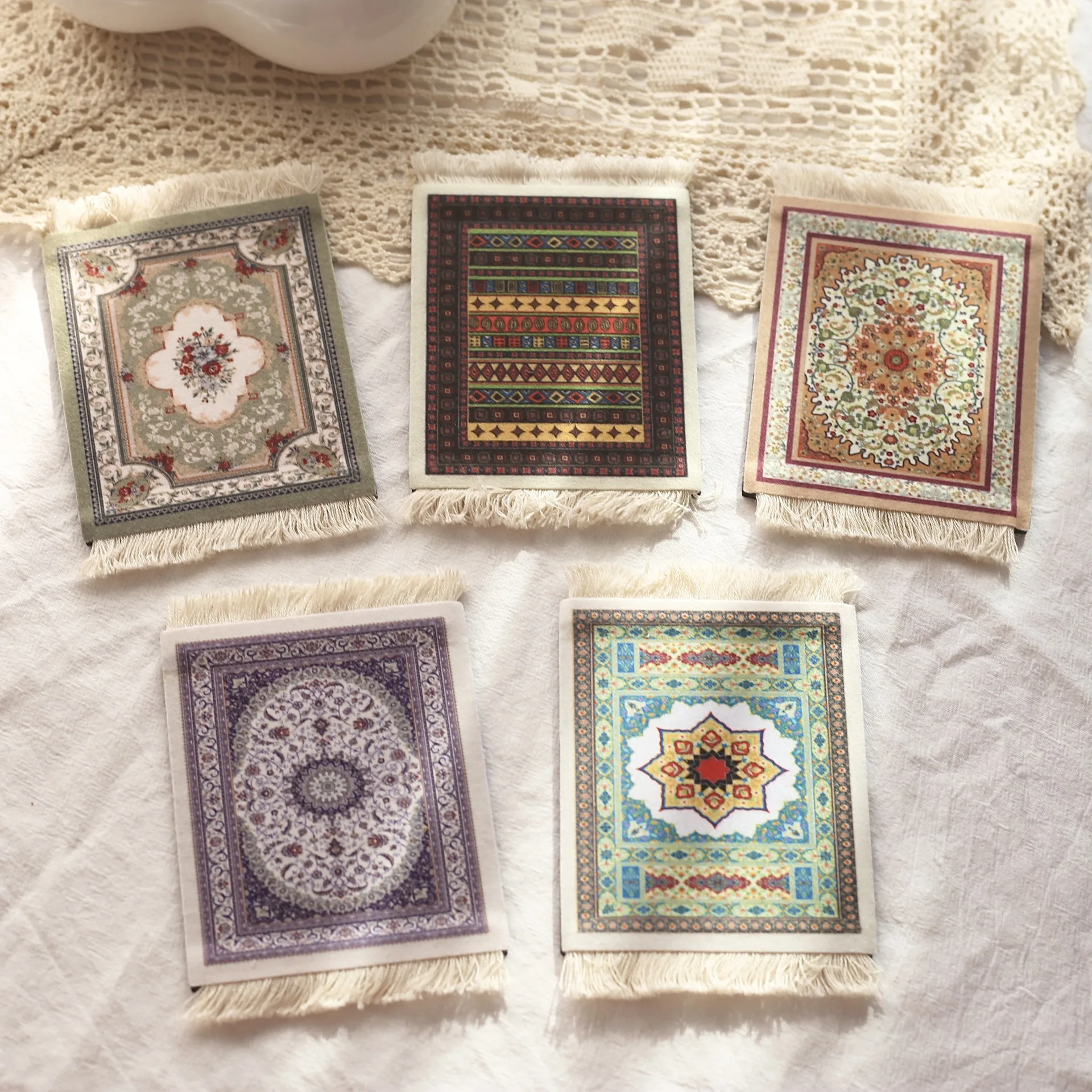 

9*11cm Ins Turkish Tassel Coaster Persian Retro Insulated Ethnic Placemat Photo Background Props Home Soft Outfit