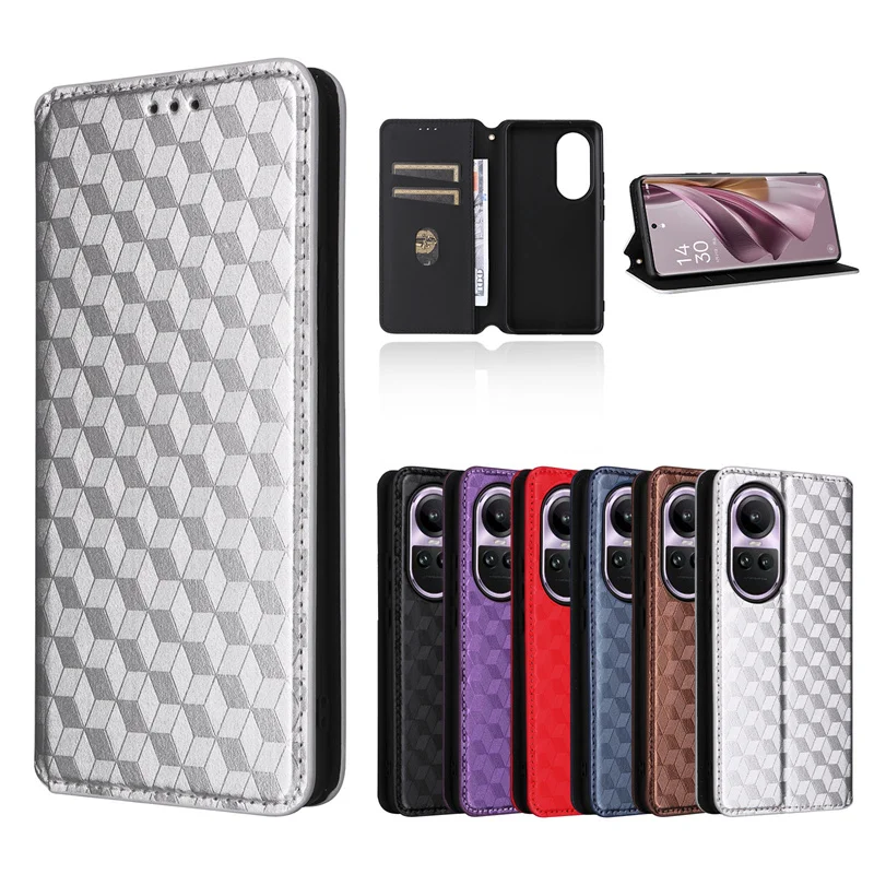 Чехол-бумажник из искусственной кожи с защитой от падения для OPPO Reno 10