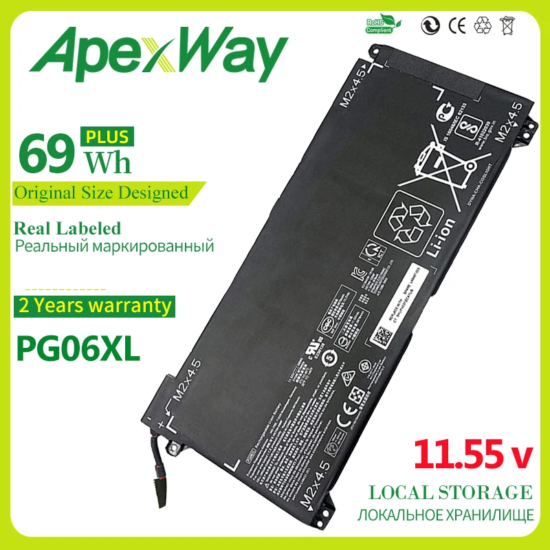 ApexWay 11,55 V 69WH PG06XL Аккумулятор для ноутбука HP 15-dh HSTNN-DB9F L48431-2C1 L48497-005 15-dh0007TX 15-dh0008TX 15-dh0151TX 15-D