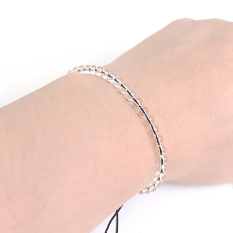 Регулируемый браслет для мужчин и женщин Ювелирное Украшение с камнями 4 мм