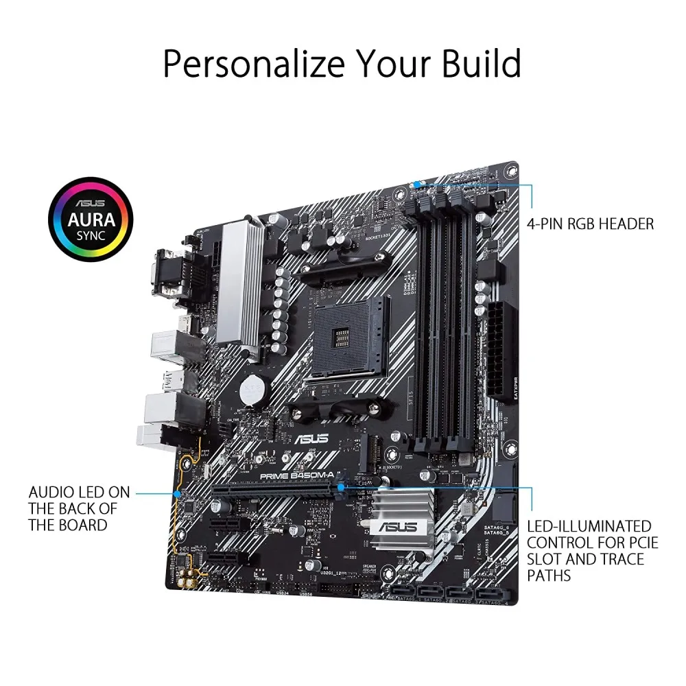 Материнская плата ASUS Socket AM4 PRIME B450M-A DDR4 для процессоров Ryzen 5 3600 ГБ AMD B450 PCI-E 128 1xM.2 1