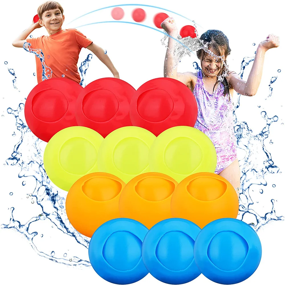 

12/24 PCS Reusable Water Balls Quick Fill Silicone Water Balloons Soft Bombs Water Fight Supplies Splash Soaker Ball SUB Sale