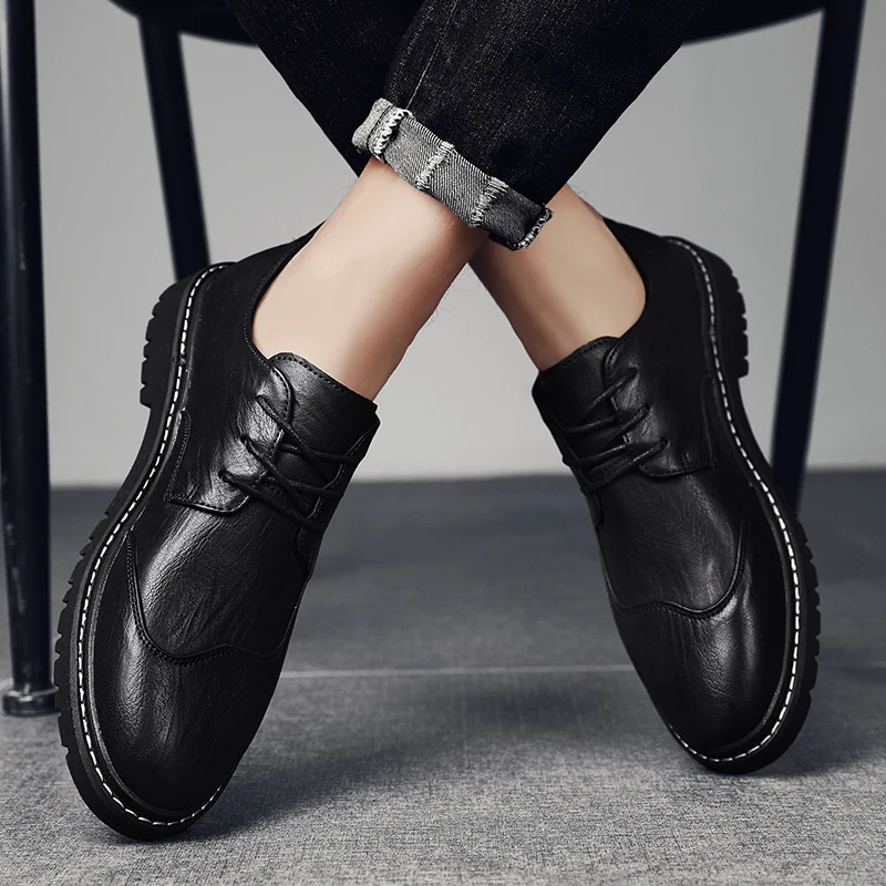 Man Loafer Shoes Brogue Leather Shoes 