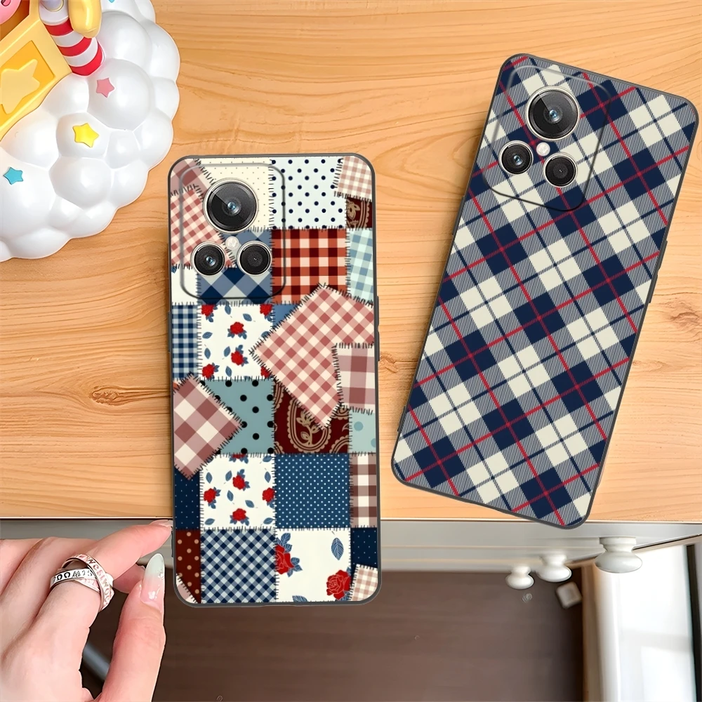 Lattice Grid Texture Mobile Cell Phone Case for Realme GT 2 9i 8i 7i Pro X50 X2 C35 C21 C20 C11 C3 Black Soft Cover Shell