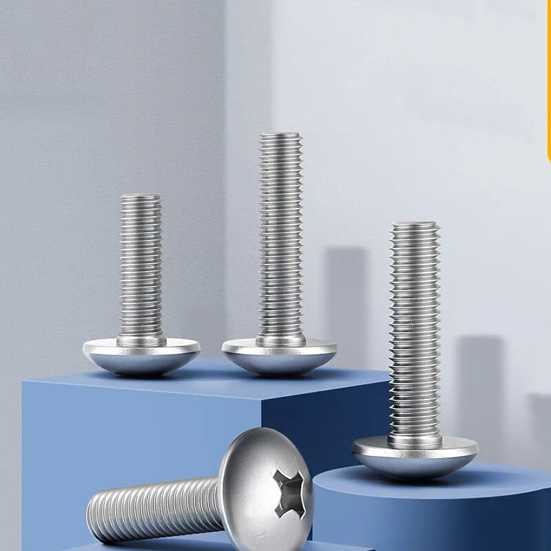 

10Pcs/Lot M4 M5 M6 Cross Recessed Large Flat Head Screws 201 Stainless Steel Phillips Machine Screw Furniture Bolt