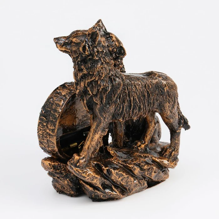 Часы настольные каминные Волки дискретный ход d=9 см 23 х 11 7855093 | Дом и сад