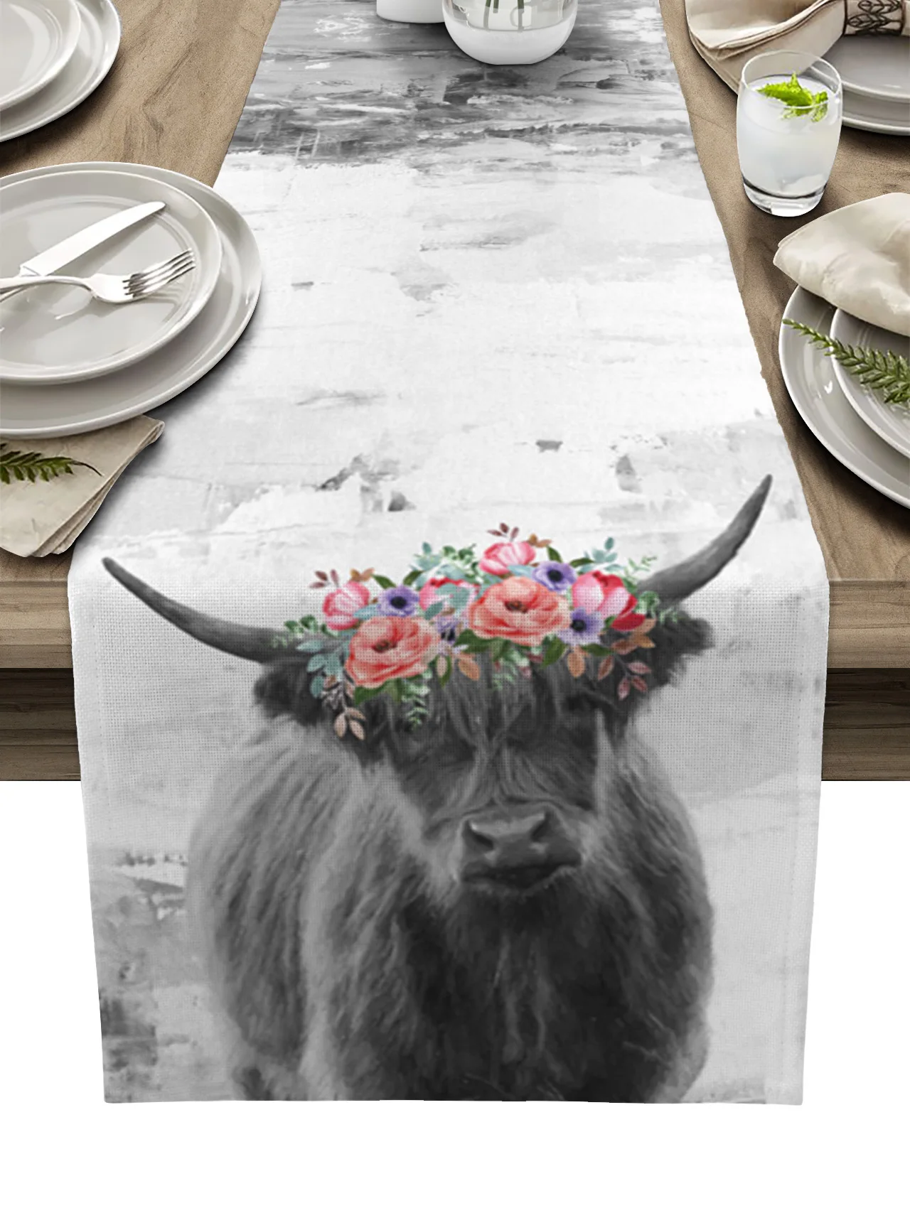 

Коровья цветы идиллическая настольная дорожка Роскошный домашний обеденный стол журнальный столик праздничное свадебное украшение вечер...