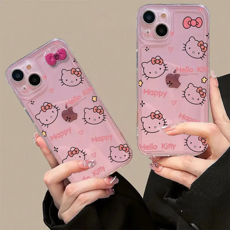 Чехол для VIVO Y28 Y76 Y75 Y02 Y02T Y02A Y11 V21 V23 Y33 Y51 Y31 Y17S Y50 Y30 V23E Y100 Y03 Y22 Y20 V30E kt Hello Kitty Bow 3D