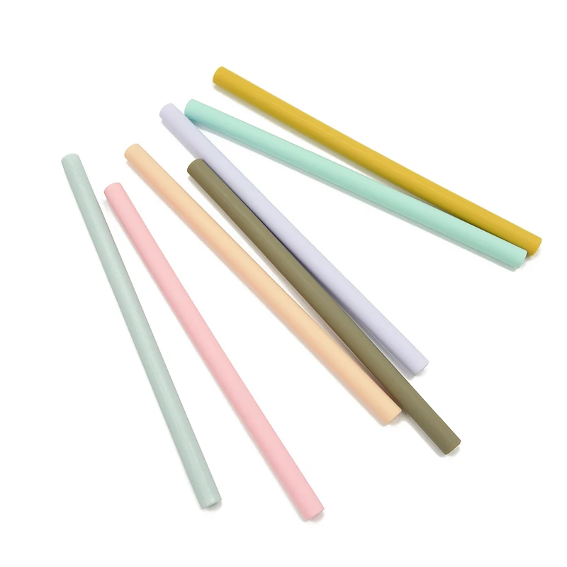 Packs of Reusable Food Grade Silicone Straws Straight Tube Color Silicone Toddler Beverage Juice Milk Tea Thick Straight Tube