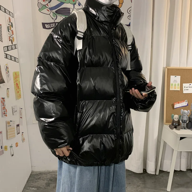 Winter Jacket Men Warm Fashion Shiny Down Jacket Men Streetwear Korean Loose Thicken Short Coat Mens Parker Large Size M-5XL