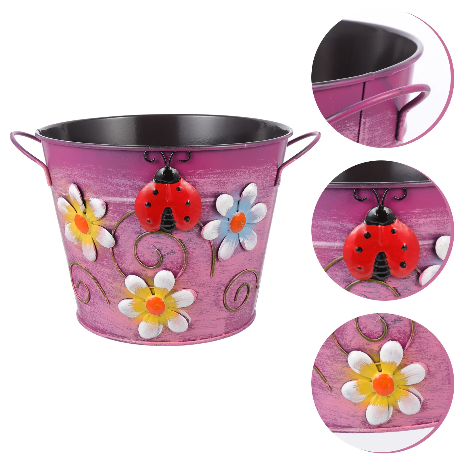 

Vase Flower Bucket Planter Garden Succulent Pot Iron Metal Farmhouse Buckets Pots Planters Rustic Outdoor Canister Setjug 3D