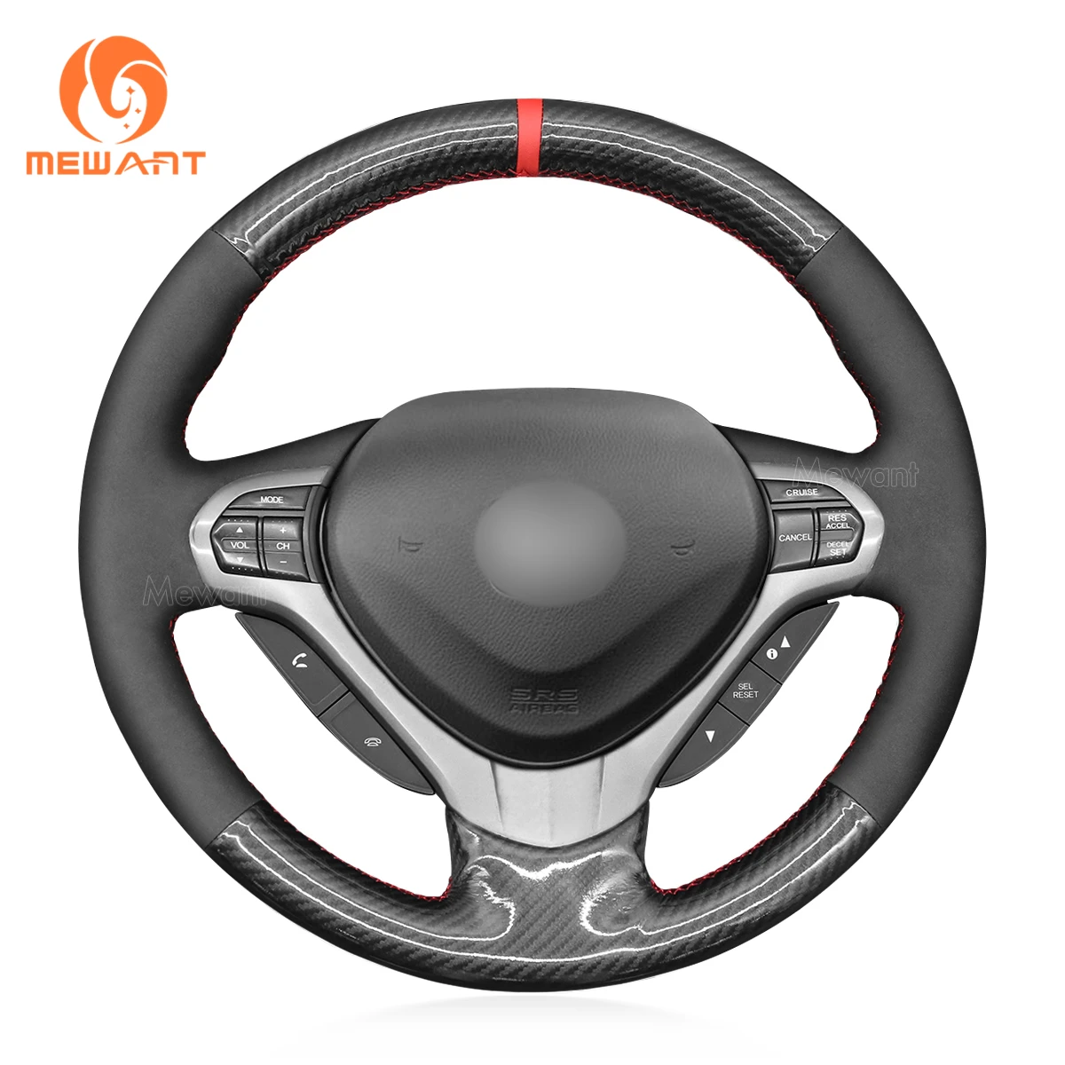 MEWANT Black Suede Car Steering Wheel Cover Wrap for Honda Accord Euro 2008-2015 Acura TSX Sport Wagon 2009 2010 2011-2014