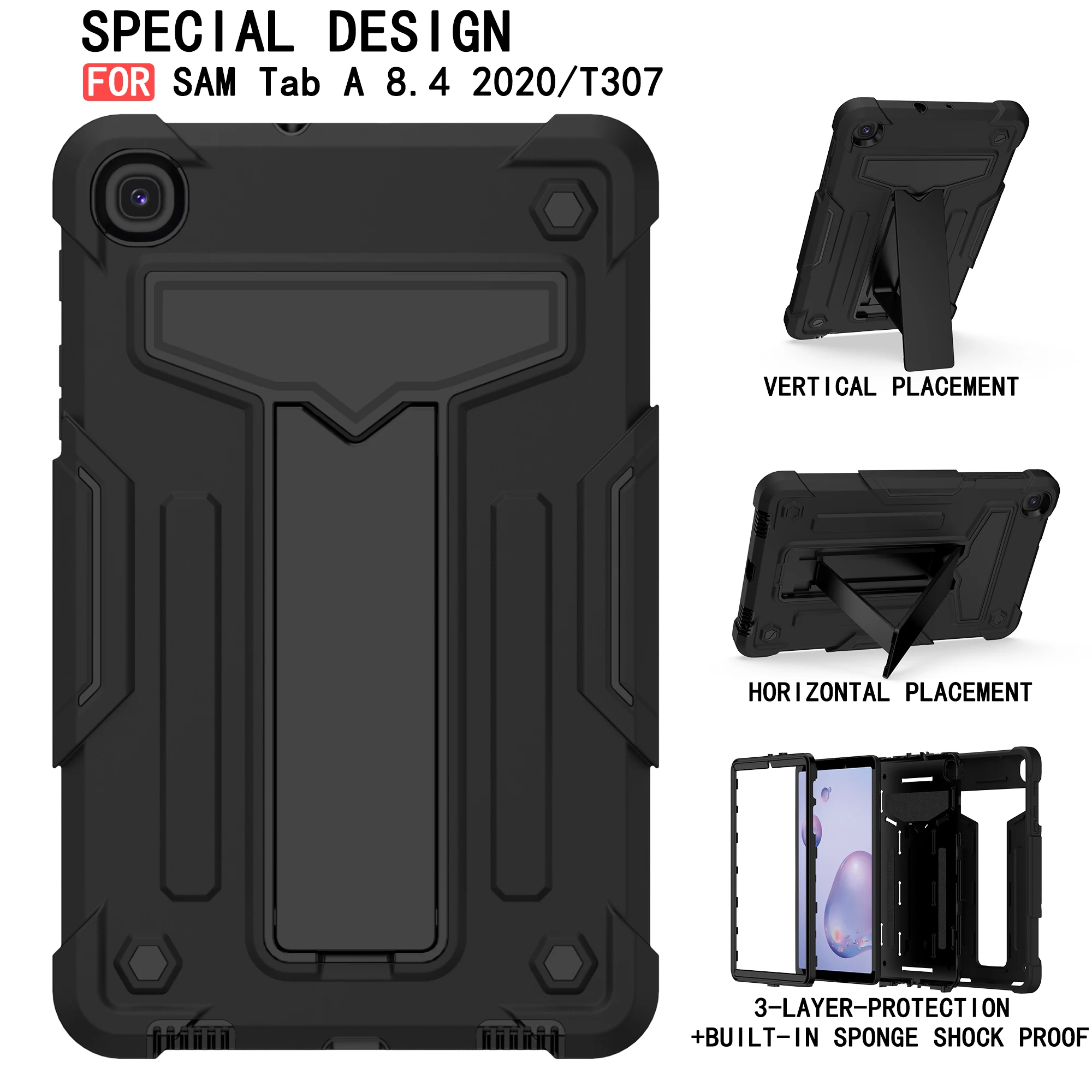 

Shockproof Stand Funda Capa Cover For Samsung Galaxy Tab A 8.4 2020 T307 SM-T307 SM-T307U Tablet Case Rugged Cover Coque Shell
