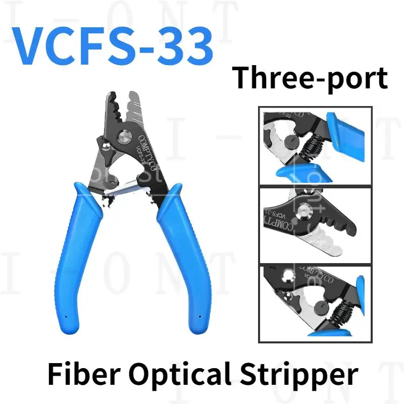 5pcs/Lot Free shipping VCFS-33 Three-port Fiber Optical Stripper Pliers Wire Strippers for FTTH Tools Optic Stripping Plier Tool