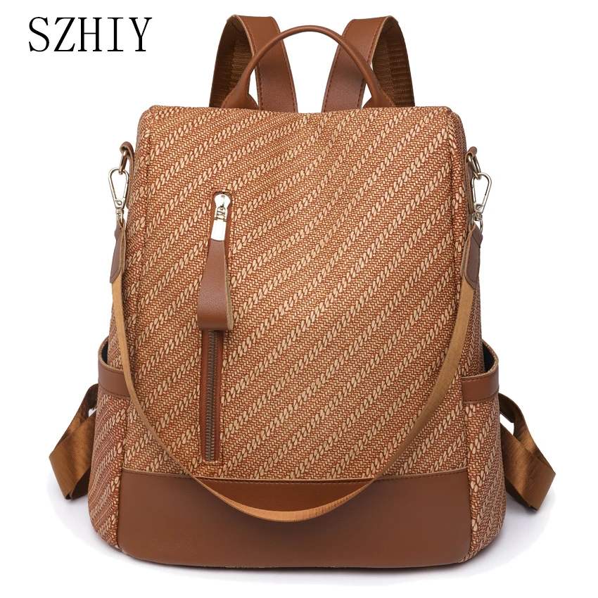 

Retro Backpack Women Cloth Multifunction Shoulder Bag Travel Large Capacity School Bags Famous Luxury Cloth Bag Bolsos De Mujer