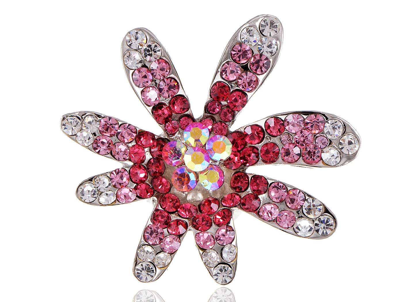 

Модное серебристое сияющее прозрачное розовое кольцо со стразами