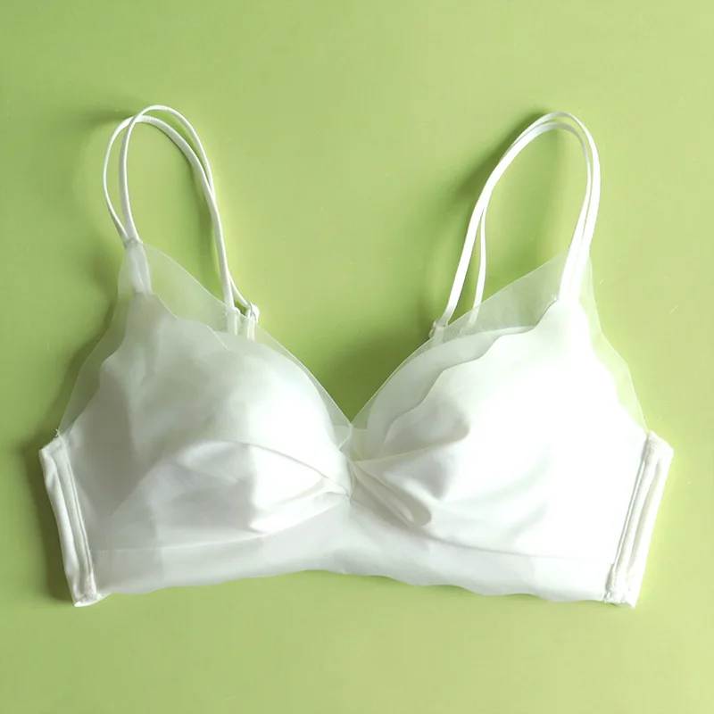 

Sweet Japanese Simple Beautiful Back Underwear Girl Thin Ring-Free Small Chest Gathered Breast Bra