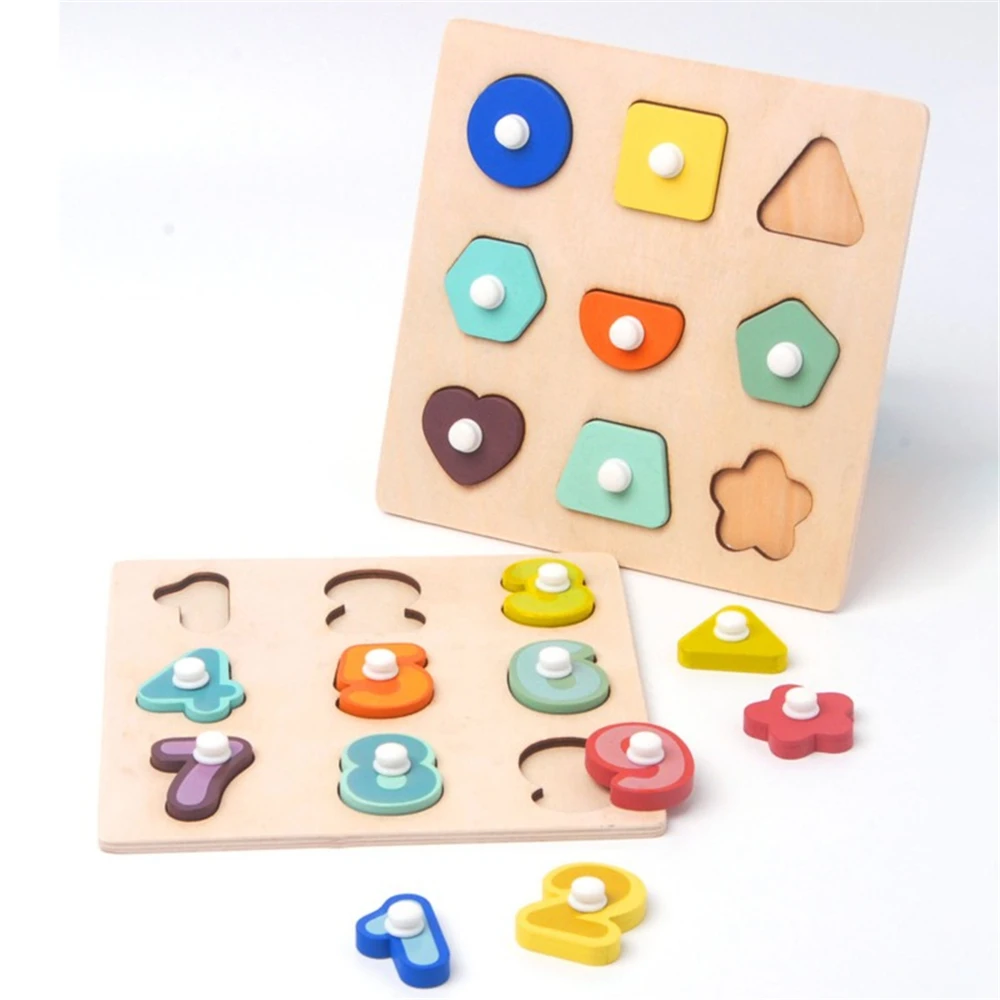 

Деревянная головоломка Монтессори для детей, набор для сбора рук, обучающая игрушка, детский мультяшный пазл с цифрами и буквами, математич...