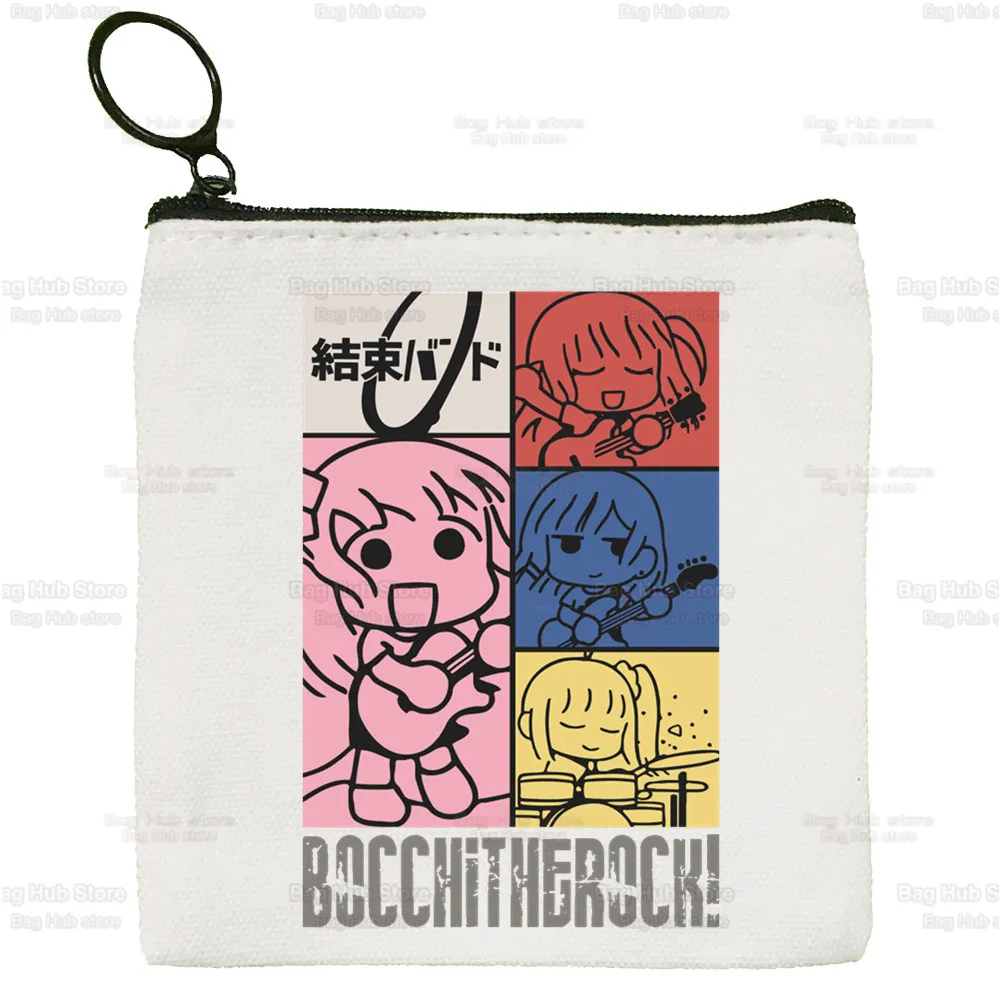 Bocchi The Rock Simple Canvas Coin Purse Cute Kessoku Band Cartoon Key Case Hitori Gotou Lady Bag Coin Storage Bag