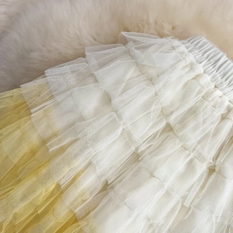 Весенне-летняя Волшебная Радужная градиентная длинная сетчатая юбка милые