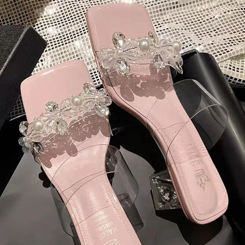 

New Design Clear Blocked Heels Ladies Sandals Designer Slippers Women Dress Shoes Sandals Women 2023 Women Sandals Summer Solid