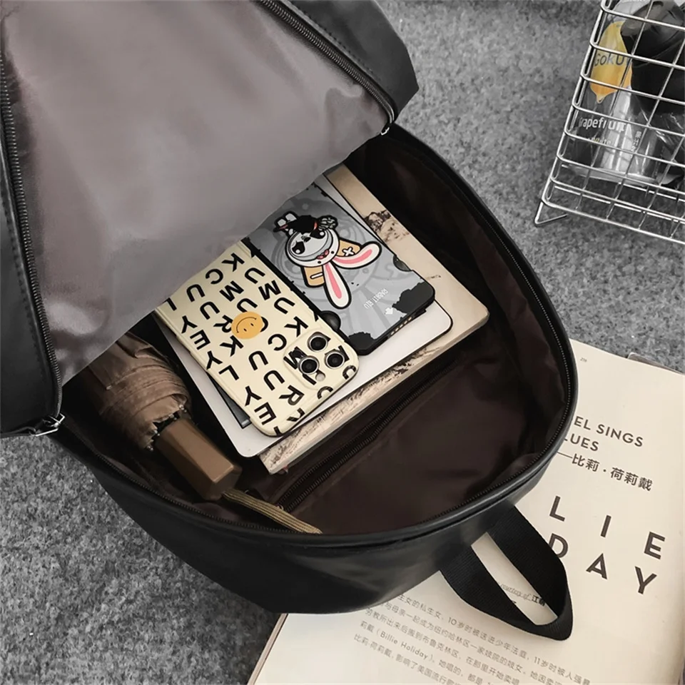 Waterproof Pu Women Backpack Zipper School Bag For Teenagers Small Backpack Shoulder Female Rucksack