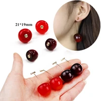 new fashion 2022 earrings women girls resin cute round dangle red cherry fruit long pendant earrings jewelry gift