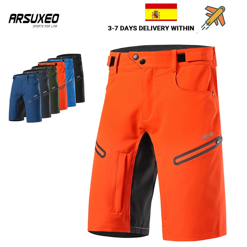 

ARSUXEO Men's Loose Fit MTB Shorts Bicycle Outdoor Cycling Shorts Multifunctional Hiking Shorts US Size S-2XL