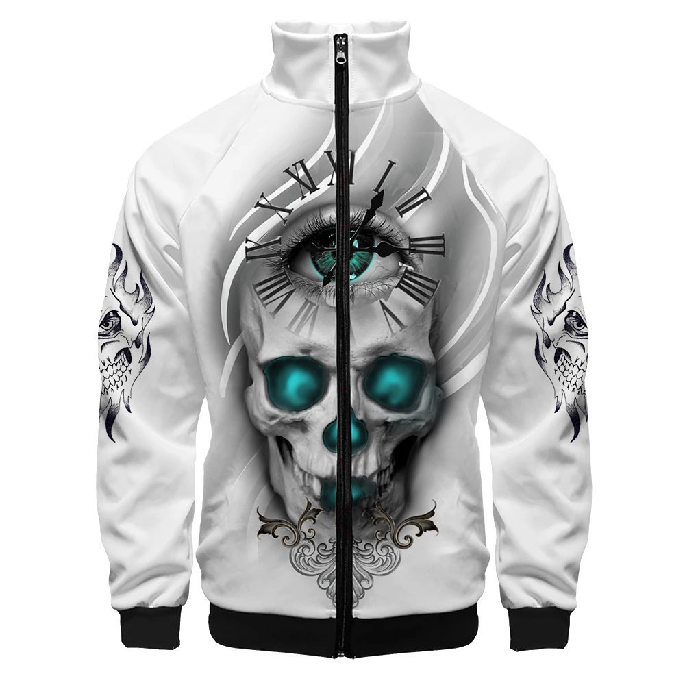 

2022 Spring Autumn New Casual Cool Skull 3d Digital Printing Men's Jacket Fashion Long Sleeve O Neck Zipper Coat Tops M-5XL