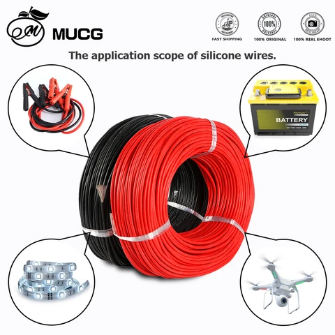 MUCG Силиконовый кабель 10AWG 8AWG 6AWG 4AWG 2AWG - Красный и Черный — фото модели