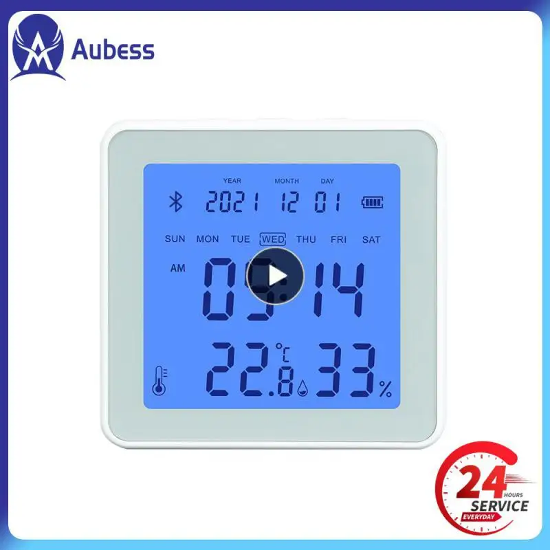 

Real-time Detection Indoor Hygrometer With Backlight Alarm Tuya Smart Temperature And Humidity Sensor Low Power