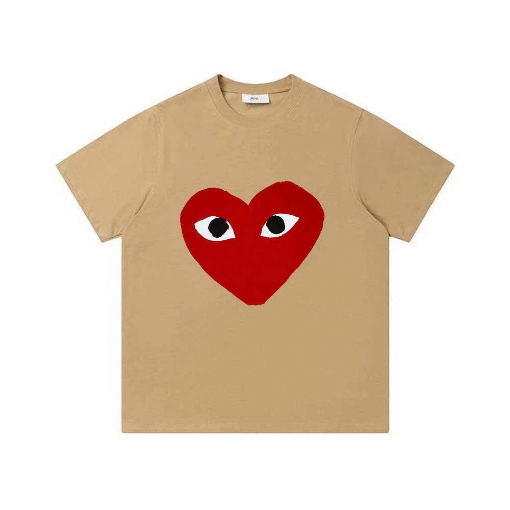 

New High-Quality Cotton PLAY Solid Color Love Short-Sleeved T-shirt Spring And Summer Bottoming Shirt Unisex Couple Sports Top