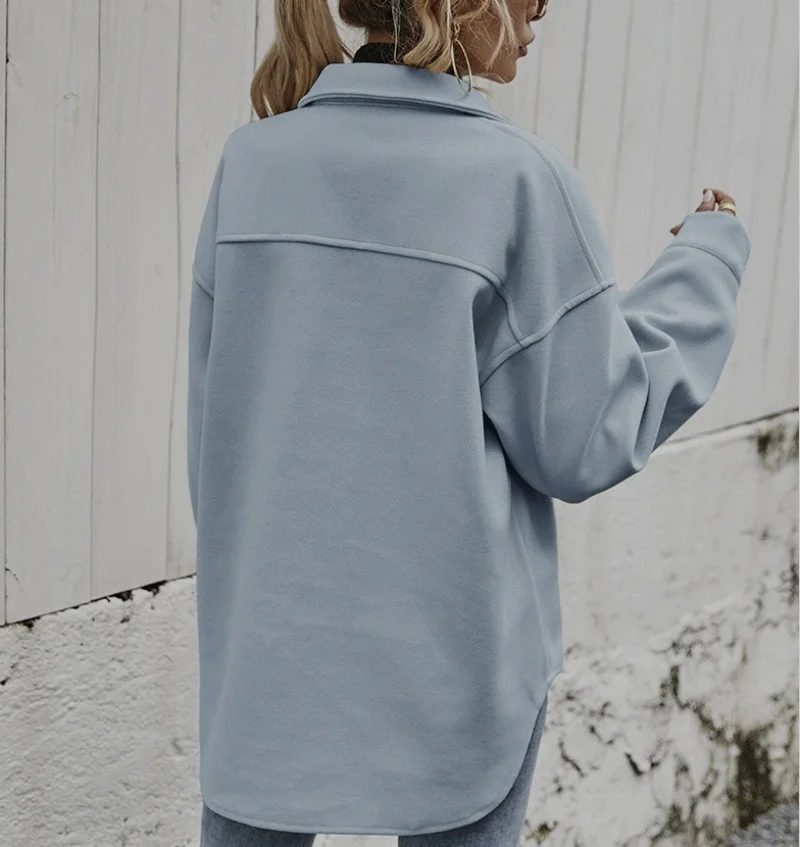 Женские повседневные рубашки модная однотонная шерстяная рубашка с длинным