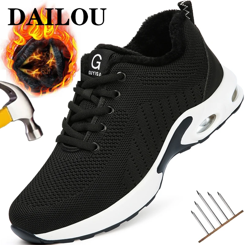 

Winter Safety Shoes Boots Winter Air Cushion Men Women Work Boots Steel Toe Shoes Work Sneakers Anti-puncture Industrial Shoes