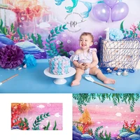 underwater mermaid photography backdrops aquatic plants decor child newborn party photocall colourful starfish castle background