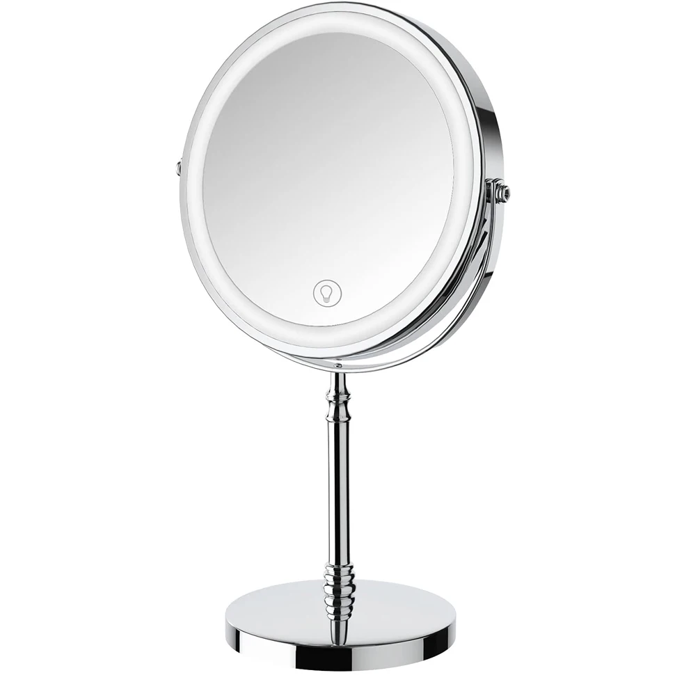 

8 Inch Makeup Mirror With Light USB Charging 10X Magnifying Vanity Mirror Backlit Adjustable Light Standing Cosmetic Mirrors