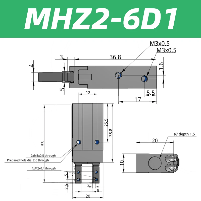 Пневматический параллельный захват GATELN MHZ2