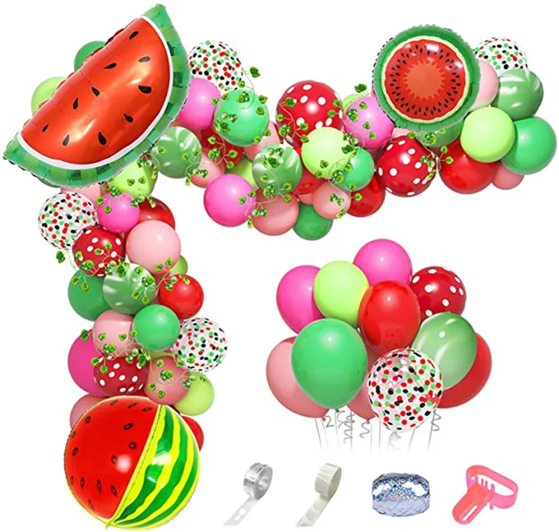 Hawaiian Party Decoration Balloon Arch Garlands Watermelon Kids Adult Beach Hawaii Fruit Birthday Background Arrangement |