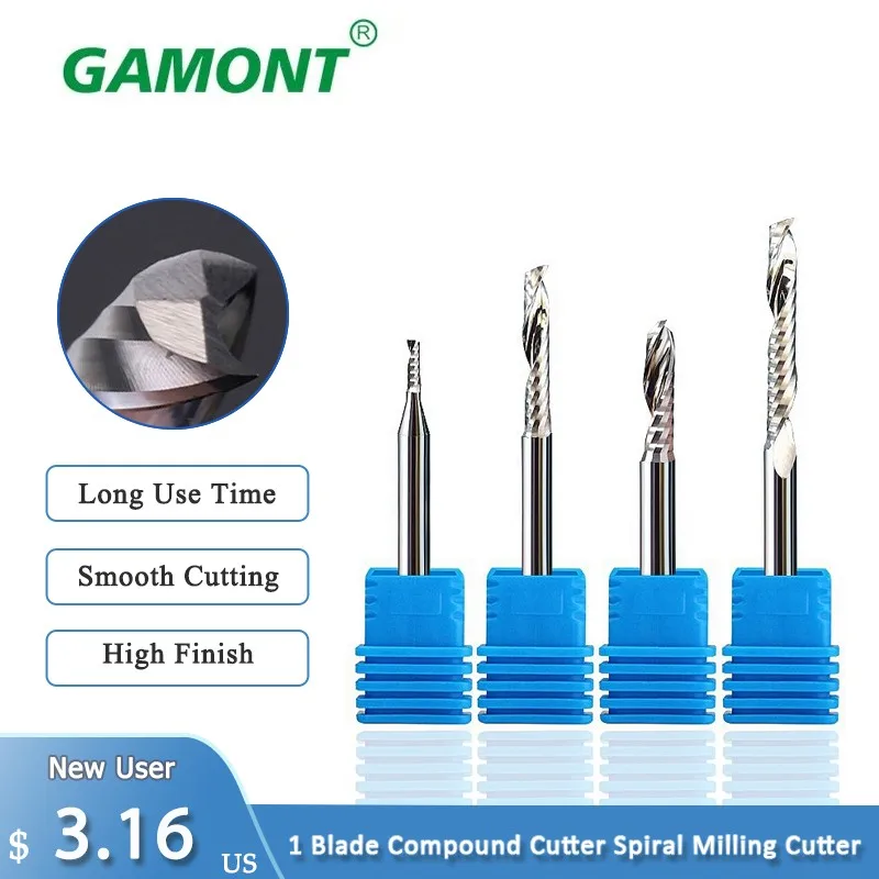 

Single Blade Compound Cutter Spiral Milling Cutter Veneer MDF Solid Wood Cutting GAMONT Computer Engraving Machine Tool